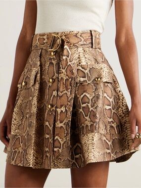Zimmermann Hypnotic Belted Silk & Cotton Utility Miniskirt